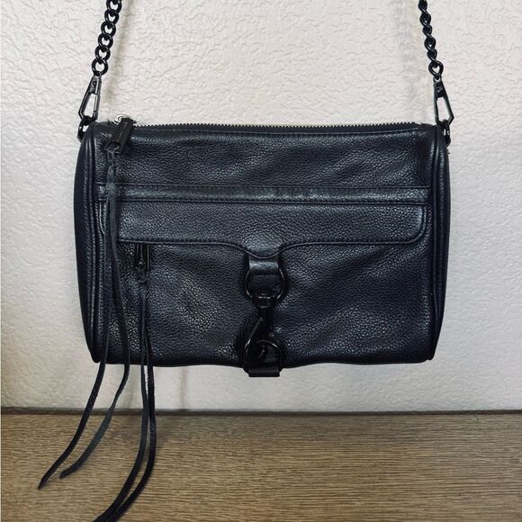 Rebecca Minkoff Black Chain Strap Studded Leather Crossbody Purse Bag - Picture 2 of 10